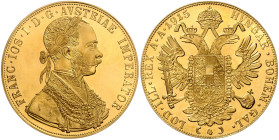 HAUS HABSBURG, Franz Joseph I., 1848-1916, 4 Dukaten 1915, Wien. Restrike. 39,5mm; 13,96g.
Ware ist MwSt-befreit
VAT tax free
GOLD, Prooflike
KM 2...