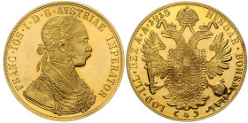 HAUS HABSBURG, Franz Joseph I., 1848-1916, 4 Dukaten 1915. Restrike. 39,7mm; 13,99g.
Ware ist MwSt-befreit
VAT tax free
GOLD, Vs.min.berührt, PP
K...