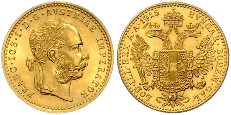HAUS HABSBURG, Franz Joseph I., 1848-1916, Dukat 1915. Spätere Nachprägung. 3,48...