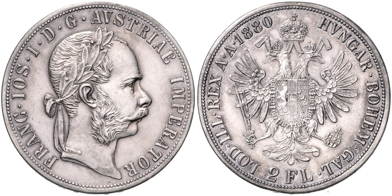 HAUS HABSBURG, Franz Joseph I., 1848-1916, Doppelgulden 1880.
Ware ist regelbes...