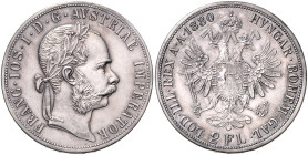 HAUS HABSBURG, Franz Joseph I., 1848-1916, Doppelgulden 1880.
Ware ist regelbesteuert
standard taxation
vz/st
Dav.27; T.458; J.343