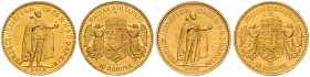 HAUS HABSBURG, Franz Joseph I., 1848-1916, 10 Kronen 1892 KB; 1910 KB. Je 19mm; 3,37g.
Ware ist MwSt-befreit
VAT tax free
GOLD, 2 Stk., ss/vz
Frbg...