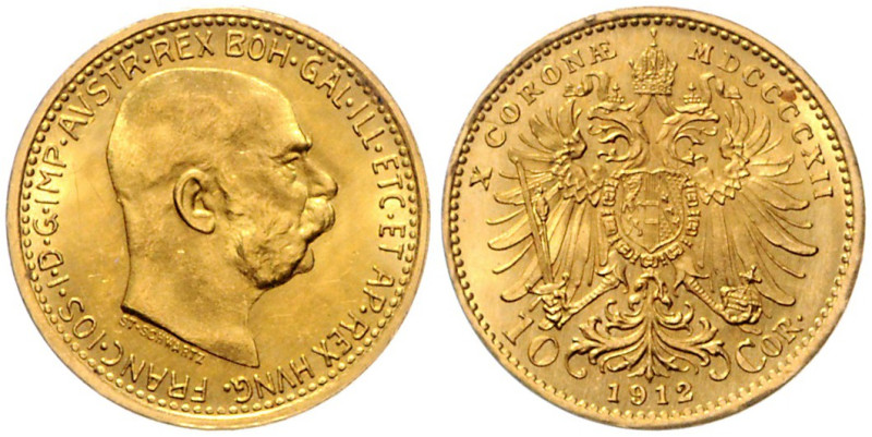 HAUS HABSBURG, Franz Joseph I., 1848-1916, 10 Kronen 1912. 19mm; 3,39g.
Ware is...