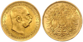 HAUS HABSBURG, Franz Joseph I., 1848-1916, 10 Kronen 1912. 19mm; 3,39g.
Ware ist MwSt-befreit
VAT tax free
GOLD, f.st/st
KM 2816