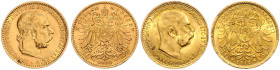 HAUS HABSBURG, Franz Joseph I., 1848-1916, 10 Kronen 1905. (ss/vz) 19mm; 3,38g DAZU:10 Kronen 1912. (Rs.kl.Kr.i.F., vz) Restrike; 19,1mm; 3,38g.
Ware...