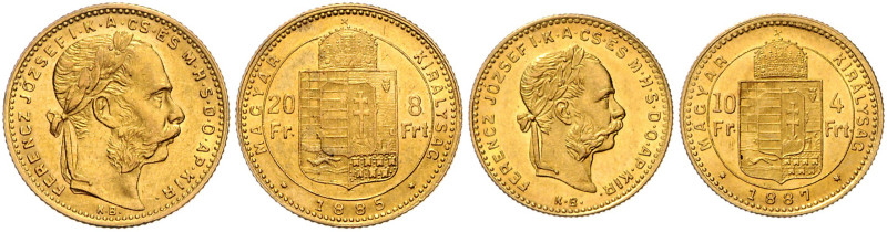 HAUS HABSBURG, Franz Joseph I., 1848-1916, 8 Florins =20 Francs 1885. (ss) 21,3m...