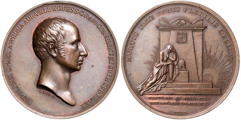HAUS HABSBURG, Franz Joseph I., 1848-1916, Br.-Med. 1823 von Lang, a.d. Tod des ...