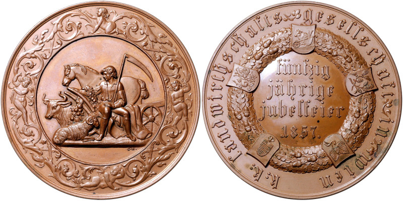 HAUS HABSBURG, Franz Joseph I., 1848-1916, Br.-Med. 1857 von C. Radnitzky, a.d. ...