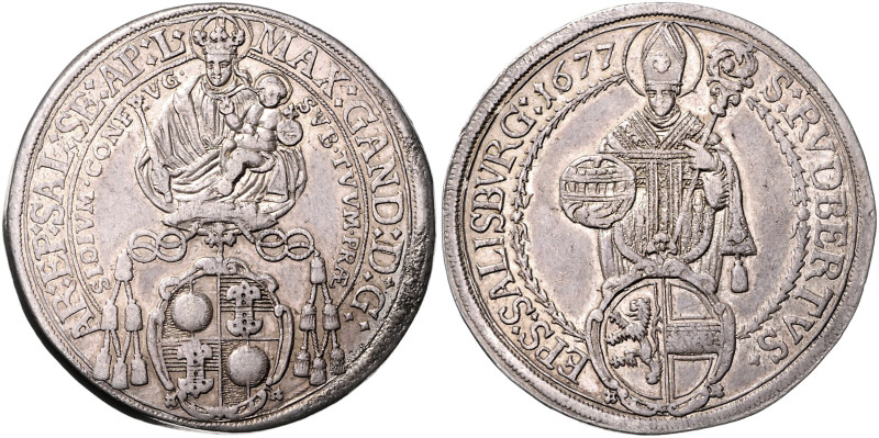 SALZBURG, ERZBISTUM, Max Gandolph Graf Küenburg, 1668-1687, Reichstaler 1677. 27...