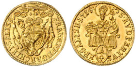 SALZBURG, ERZBISTUM, Franz Anton Fürst von Harrach, 1709-1727, 1/4 Dukat 1714. 0,89g.
 GOLD, l.gewellt, vz/st
Frbg.846; Pr.1986; Zöttl 2381