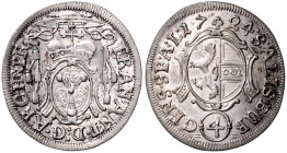 SALZBURG, ERZBISTUM, Franz Anton Fürst von Harrach, 1709-1727, Batzen =4 Kreuzer 1724. 23mm; 2,34g.
 f.vz
Pr.2049