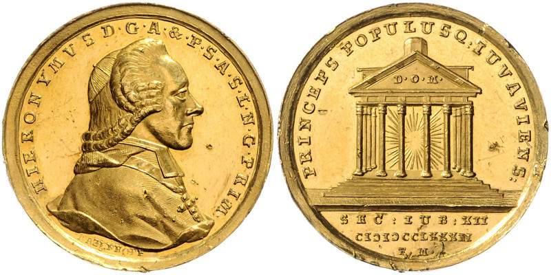 SALZBURG, ERZBISTUM, Hieronymus Graf Colloredo, 1772-1803, 6 Dukaten 1782. Stift...