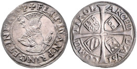 TIROL, Ferdinand I., 1522-1530, 6 Kreuzer o.J., Hall. Hüftbild mit Zepter r. Rs.Langkreuz, i.d. Winkeln die Wappen von Österreich, Kastilien, Burgund ...