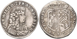 ANHALT-ZERBST, Karl Wilhelm, 1667-1718, Gulden =2/3 Taler 1678 CP. 17,84g.
 min.Rdf., ss
Dav.202; KM 19.7