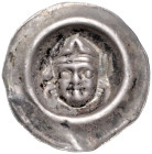 AUGSBURG, BISTUM, Marquard von Randeck, 1348-1366, Brakteat. Kopf mit Krummstab und offenem Buch. 0,42g.
 ss
Bonh.1922; Steinh.96