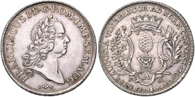 AUGSBURG, STADT, Konventionstaler 1765 F(A)H. Mit Titel Franz I. 27,94g.
 l.just., ss/vz
Dav.1930; Forster 656