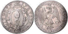 AUGSBURG, STADT, 2/3 Taler 1627. Mit Titel Ferdinand II. und Stadtwappen in Kartusche. 27mm; 19,47g; 12h.
 selten, l.bearb., Hsp., ss+
Dav. 235; For...