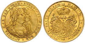 BADEN-BADEN, Ludwig Georg Simpert, 1707-1761, Dukat 1714 a.d. Frieden von Rastatt. 21mm; 3,47g; 12h.
 GOLD, vz
Frbg.123; Wiel.330