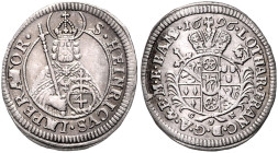 BAMBERG, BISTUM, Lothar Franz von Schönborn, 1693-1729, Batzen =4 Kreuzer 1696 GFN. 23mm; 1,95g; 12h.
 l.gewellt, gereingt, ss-vz
Heller 282; KM 85