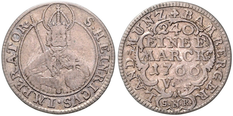 BAMBERG, BISTUM, Adam Friedrich von Seinsheim, 1757-1779, Batzen =5 Kreuzer 1766...