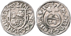 BARBY, Wolfgang Friedrich, 1615-1617, Groschen =1/24 Taler 1617. Mzz.Herz. 19,8mm; 1,42g; 12h.
 ss+
Mehl 99j