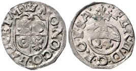 BARBY, Albrecht Friedrich und Jost Günther, 1617-1641/1651, Groschen =1/24 Taler o.J. mit Titel Ferdinand II. 17,5mm; 0,86g; 3h.
 ss+
Mehl 121f