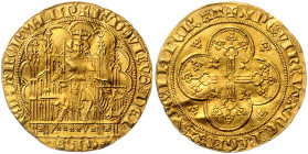 BAYERN, Ludwig (IV.) der Bayer, 1328-1347, Schildgulden = Chaise d'or o.J. Thron. Kaiser mit Schwert und Adlerschild. Rs.Blumenkreuz im Vierpass. 29,7...