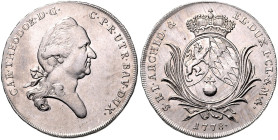BAYERN, Karl Theodor, 1777-1799, 1/2 Konventionstaler 1778, München. 13,97g.
 min.just., vz
Hahn 344; Witt.2369