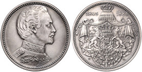 BAYERN, Ludwig II., 1864-1886, Silbermed. 1886 von F.Müller und R.Stöckl, a.s. Tod. Uniformiertes Brustbild mit Namensschriftzug r. Rs.Gekrön. vierfel...