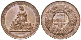 BERLIN, STADT, Br.-Med. 1844 von Loos/Lorenz/Schilling. Ausstellung deutscher Gewerbeerzeugnisse. Rs.Eisenbahn auf Brücke im Kranz mit 5 Darstellungen...