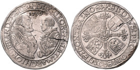 BRANDENBURG-FRANKEN, Georg der Fromme und Albrecht Alcibiades, 1536-1545, Taler 1539, Schwabach.
 Sr., f.ss
Dav.8967; Wilm.444; v.Schr.676 Var.