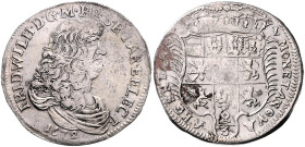 BRANDENBURG-PREUSSEN, Friedrich Wilhelm der Große Kurfürst, 1640-1688, Gulden =2/3 Taler 1672 IL, Berlin. 17,77g.
 f.ss
v.Schr.249
