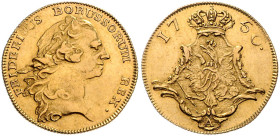 BRANDENBURG-PREUSSEN, Friedrich II. der Große, 1740-1786, Friedrichs d'or 1750 A, Berlin. 23,4mm; 6,65g.
 GOLD, ss
Frbg.2389; Old.399