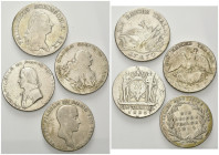 BRANDENBURG-PREUSSEN, Friedrich II. der Große, 1740-1786, Reichstaler 1770 A. DAZU: 1789 A, 1803 A, 1814 A.
 4 Stk., s/ss