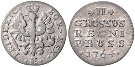 BRANDENBURG-PREUSSEN, Friedrich II. der Große, 1740-1786, 2 Groschen 1764 E, Königsberg.
 ss+
Schön 48