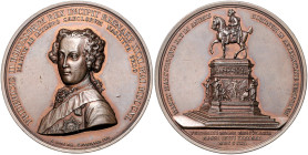 BRANDENBURG-PREUSSEN, Friedrich II. der Große, 1740-1786, Br.-Med. 1840 v.Pfeuffer a.d. 100. Krönungsjubiläum und d. Reiterdenkmal. Brb. halblinks. Rs...