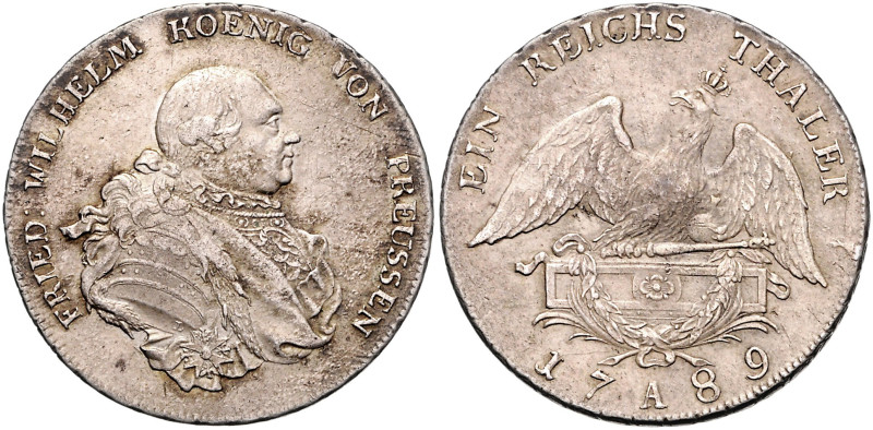 BRANDENBURG-PREUSSEN, Friedrich Wilhelm II., 1786-1797, Taler 1789 A.
 ss-vz
D...