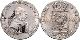 BRANDENBURG-PREUSSEN, Friedrich Wilhelm II., 1786-1797, 1/3 Taler 1790 E, Königsberg.
 ss-vz
J.22; v.Schr.78; Old.4