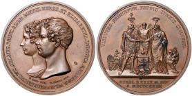BRANDENBURG-PREUSSEN, Friedrich Wilhelm III., 1797-1840, Br.-Med. 1823 v. König/Loos. A.d. Vermählung des Kronprinzen Friedrich Wilhelm mit Elisabeth ...