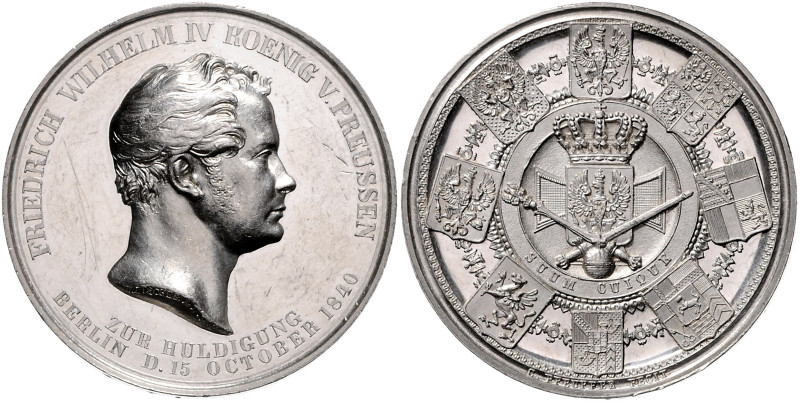 BRANDENBURG-PREUSSEN, Friedrich Wilhelm IV., 1840-1861, Silbermed. 1840 v.Fische...
