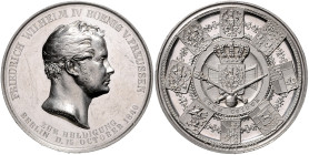 BRANDENBURG-PREUSSEN, Friedrich Wilhelm IV., 1840-1861, Silbermed. 1840 v.Fischer/Pfeuffer a.d. Huldigung zu Berlin. Kopfbild r. Rs.Gekrön. preuss. Wa...