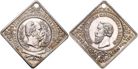 BRANDENBURG-PREUSSEN, Wilhelm I., 1861-1888, Silberklippe 1887 a.d. Kaisermanöver Königsberg. Büste r. Rs.Büste Friedr. Wilhelm l. O.-Loch. 9,28g; 27m...