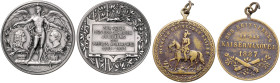 BRANDENBURG-PREUSSEN, Wilhelm II., 1888-1918, Silbermed. 1901 von Mayer&Wilhelm a.d. 200-Jahrfeier des Königreichs Preussen. Genius stehtend, hält 2 v...