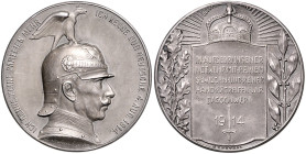 BRANDENBURG-PREUSSEN, Wilhelm II., 1888-1918, Silbermed. 1914 v.Galambos/Grünthal a.d. Ausbruch des I. Weltkrieges. Brb. mit Pickelhaube r. Rs.Schwert...