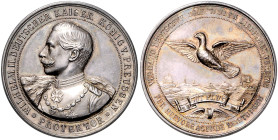 BRANDENBURG-PREUSSEN, Wilhelm II., 1888-1918, Silbermed. o.J. für hervorragende Leistungen im Verband Deutscher Brieftauben Liebhaber. Uniform.Brb.l. ...