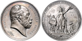 BRANDENBURG-PREUSSEN, Wilhelm II., 1888-1918, Versilb. Br.-Med. 1897 von Mayer&Wilhelm a.d. 100-jährigen Geburtstag Kaiser Wilhelms I., Büste Wilhelm ...