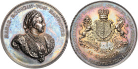 BRAUNSCHWEIG UND LÜNEBURG, LINIE CALENBERG-HANNOVER, Georg V., 1851-1866, Silbermed. 1898 v. H.Jauner a.d. 81. Geburtstag seiner Gemahlin Maria von Sa...