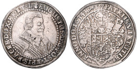 BRAUNSCHWEIG UND LÜNEBURG, LINIE LÜNEBURG-CELLE, August der Ältere, seit 1611 Bischof von Ratzeburg, 1633-1636, Taler 1634 HS, Clausthal. 28,83g.
 ss...