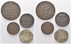 BRAUNSCHWEIG UND LÜNEBURG, LINIE WOLFENBÜTTEL, Friedrich Ulrich, 1613-1634, II Mariengroschen 1631(ss+); 1 Pfenning 1694(s-ss;CW); 1 1/2 Pfenning o.Ja...