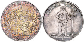 BRAUNSCHWEIG UND LÜNEBURG, LINIE WOLFENBÜTTEL, August der Jüngere, 1635-1666, 1/4 Taler, 1721 C, Zellerfeld. Fünffach behelm. Wappen. Rs.Wilder Mann, ...